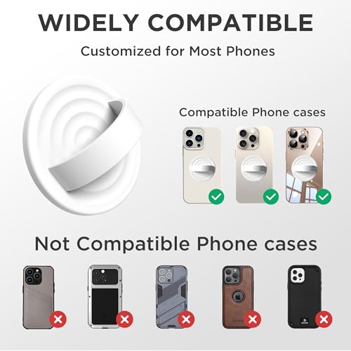 Upgraded Magnetic Phone Grip, Liquid Silicone Soft and Portable, Removable Finger Loop Ring Grip Holder for iPhone, Strong Magnetic Attraction, Compatible with MagSafe Phone Case, White - color: White