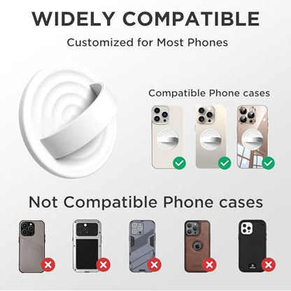 Upgraded Magnetic Phone Grip, Liquid Silicone Soft and Portable, Removable Finger Loop Ring Grip Holder for iPhone, Strong Magnetic Attraction, Compatible with MagSafe Phone Case, White - color: White