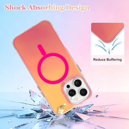 Fiyart Magnetic for iPhone 16 Pro Case - Iridescent Cute 6.3" Rose Red - color: Iridescent Rose Red, size: iPhone 16 Pro