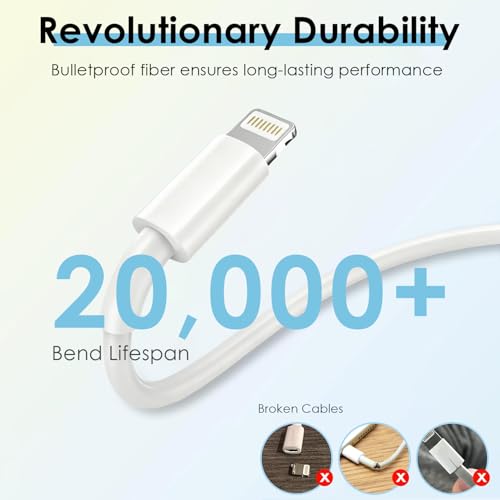 Apple Original Cable [Apple MFi Certified] Lightning to USB Cable Compatible iPhone 13/12/11 Pro Max/XS MAX/XR/XS/X/8/7/Plus/6S iPad AirPods,iPod Touch (2M/6.6FT) Original Certified - White - color: 1 Pack | 6.6FT