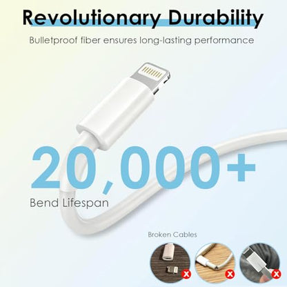 Apple Original Cable [Apple MFi Certified] Lightning to USB Cable Compatible iPhone 13/12/11 Pro Max/XS MAX/XR/XS/X/8/7/Plus/6S iPad AirPods,iPod Touch (2M/6.6FT) Original Certified - White - color: 1 Pack | 6.6FT