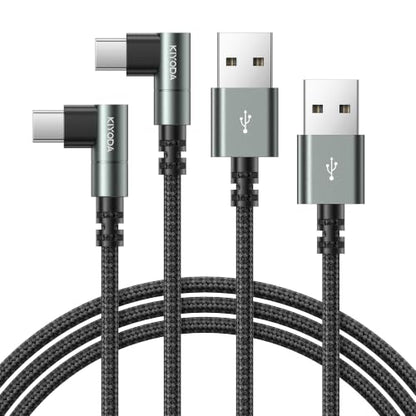 USB C Cable 90 Degree USB to USB C Cable Fast Charging 3A, Durable Braided - color: Gray, size: 10FT, style: USB A to USB C