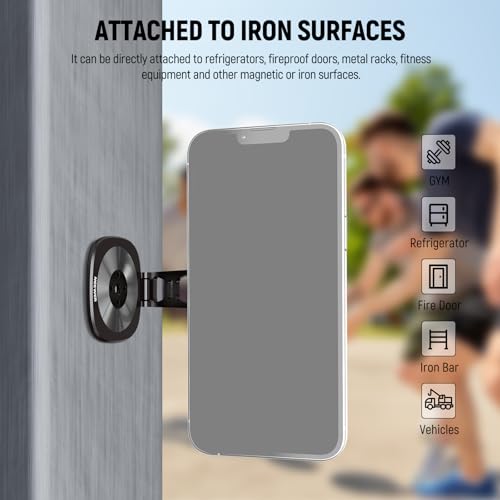 NEEWER PA095 Dual Magnetic Ring Holder for Phone, Slim Folding Magnetic Mobile Phone Holder with 1/4" Screw for Tripod Compatible with MagSafe iPhone Samsung Huawei Android for Video, PA095