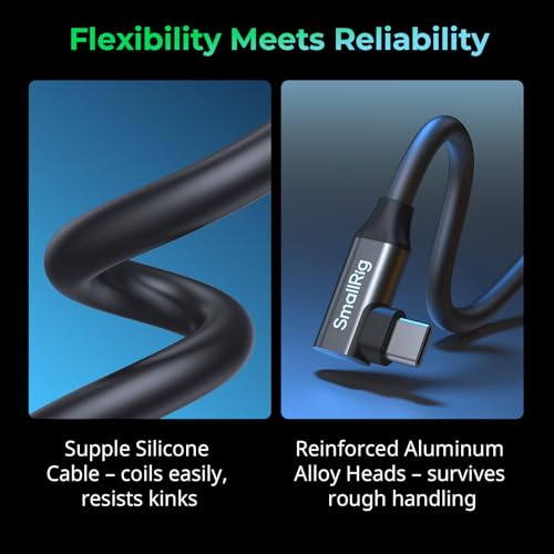 SMALLRIG USB4 40Gbps USB-C Cable 240W & 8K@60Hz Video 35cm/13.8in - 5075 - size: 35 cm/13.8 in, style: Straight to Angled