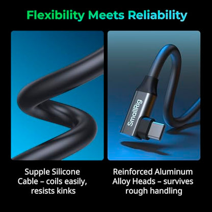 SMALLRIG USB4 40Gbps USB-C Cable 240W & 8K@60Hz Video 35cm/13.8in - 5075 - size: 35 cm/13.8 in, style: Straight to Angled