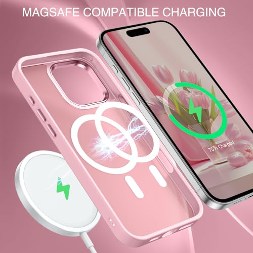 BENTOBEN Magnetic for iPhone 16 Pro Max Case,(Compatible with MagSafe) (Military Grade Drop Protection) Slim Translucent Matte Shockproof with Anti-Fingerprint Phone Case 6.9",Light Pink - color: Light Pink