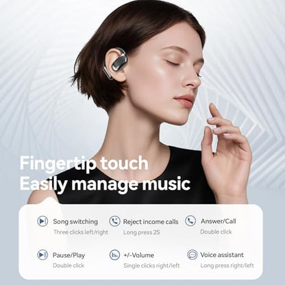 Open Ear Headphones Bluetooth Wireless Over Ear Earbuds(Black) - color: blcak