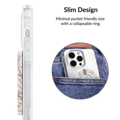 VELVET CAVIAR Compatible with MagSafe Phone Grip - Magnetic Ring Holder with Adjustable Stand - Removable MagSafe Accessories for iPhone 16, 15, 14, 13, 12 (Nude Python Snakeskin) - color: Nude Python