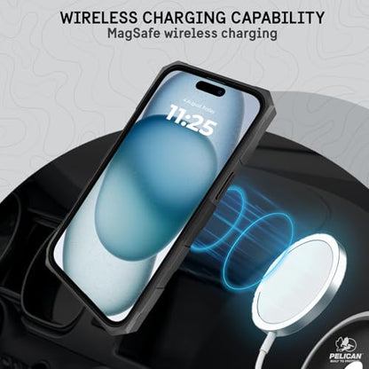 Pelican Shield Series - iPhone 13/14 Case 6.1" [Compatible with MagSafe] [21ft Military Grade Drop Protection] Rugged, Magnetic Charging Phone Case Cover with Belt Clip Holster Kickstand - Black - color: Shield Black, size: iPhone 13/14