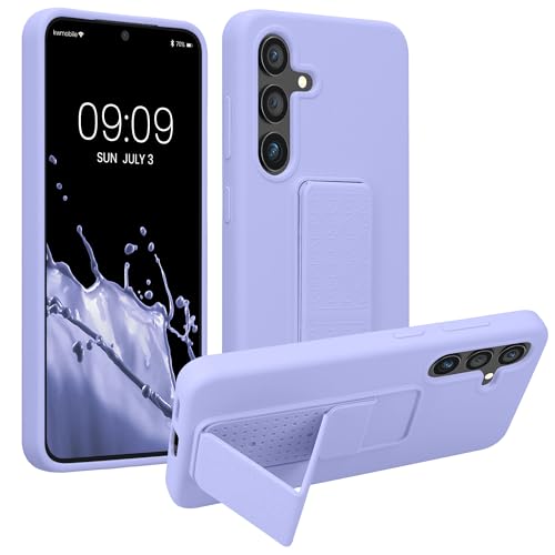 kwmobile Case for Samsung Galaxy S24 Case - Soft TPU Cover with Silicone Coating - with Hand Strap and Stand Function - Shockproof - Lavender - color: lavender, size: Galaxy S24
