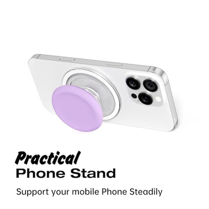 Svanove Silicone Magnetic Phone Grip Compatible with Magsafe Phone Grip Holder, Cute Cell Phones Grips Stand Collapsible Kickstand for iPhone Samsung, Slim Thin Matte Soft Rubber TPU, Purple Lavender - color: Lilac, style: Magnetic