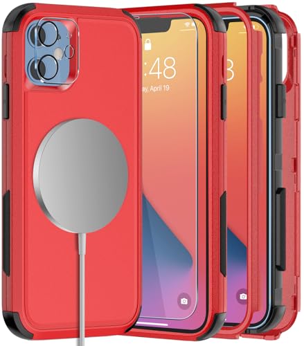 Diverbox for iPhone 11 Phone Case,iPhone 11 Magnetic Case [with Screen Protector & Camera Lens Protector ] Heavy Duty Phone Case for iPhone 11 Case (Magnetic Red) - color: Magnetic Red