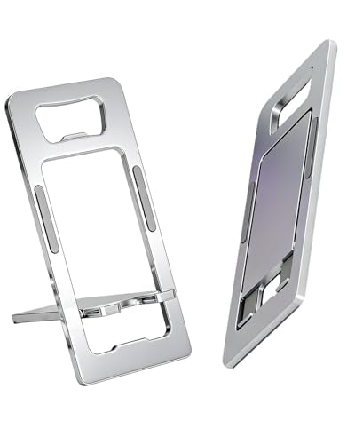 Cell Phone Stand,Fold-Flat,Portable Non-slip,Thickened Aluminum,Easy Carry - color: Grey, size: 17CM