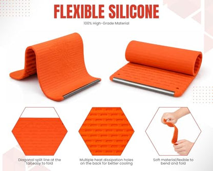 Silicone Phone Holder, 7.9In Flexible Bendable Phone Stand, Orange - color: Orange