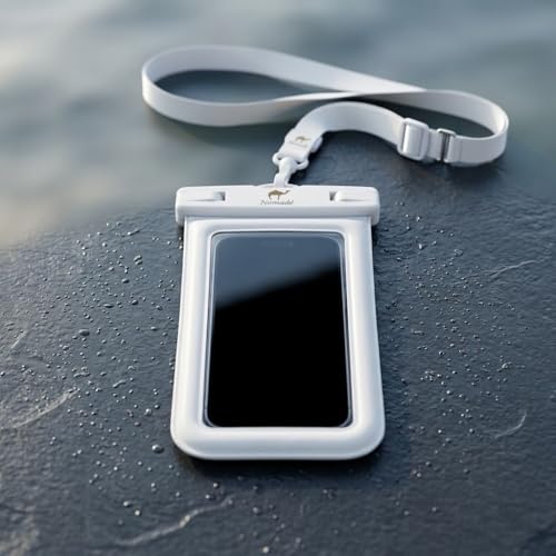 Nomade - Premium Waterproof Floatable Phone Pouch - Fully Waterproof Phone Case - Underwater Photos - Fully Adjustable Lanyard - Universal Fit Phone Pouch Compatibility - 7 Inch Touch Screen - color: Optic White