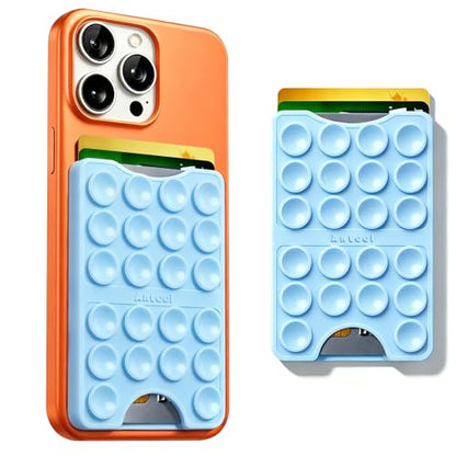 Anteel Silicone Suction Cup Phone Card Holder Adhesive Mount, Adhesive Accessories for Smartphones, Phone Holder With Card Slot, Hands-Free Sticky Phone Grip Wallet Holder, 2.28"x3.54" (Baby Blue) - color: Baby Blue