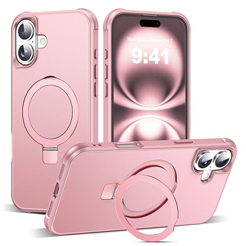 SKYLMW Compatible with iPhone 16 Case with Stand,Rose Gold - color: Rose Gold, size: iPhone 16