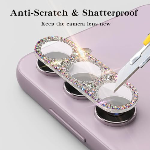 Bling Diamond Camera Lens Protector Compatible with Samsung Galaxy S22 ＆ Galaxy S22 Plus, Metal Glitter Gem Camera Cover，9H Tempered Glass lens full Screen Protector with 3D Rhinestone - size: Samsung Galaxy S22 ＆ Galaxy S22 Plus