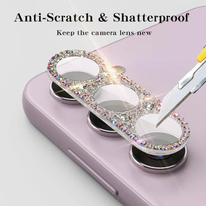 Bling Diamond Camera Lens Protector Compatible with Samsung Galaxy S22 ＆ Galaxy S22 Plus, Metal Glitter Gem Camera Cover，9H Tempered Glass lens full Screen Protector with 3D Rhinestone - size: Samsung Galaxy S22 ＆ Galaxy S22 Plus