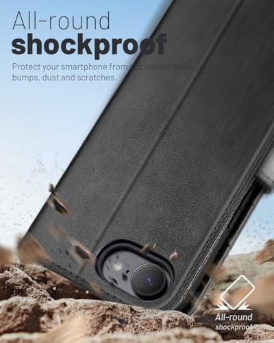 OCASE for iPhone 17e/iPhone 16e Wallet Case, Card Holder, Graphite | RFID Blocking, Kickstand, Magnetic Closure, PU Leather Flip Folio, Shockproof TPU Shell, Protective Phone Cover (6.1") - color: Graphite