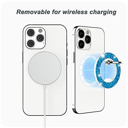 Magnetic Phone Ring Holder for magsafe, Glitter Magnetic Grip Compatible with iPhone 17 16 15 14 13 12 Pro max,Pro,Plus,Mini Mag Safe Pixel 10 Series Accessories,Adjustable Kickstand,Teal - color: Teal