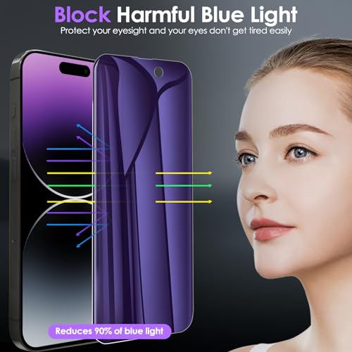 [3 Pack for iPhone 15 Pro Max Privacy Screen Protector (NOT Glass), [Anti-Spy][Anti Blue Light] Soft Hydrogel Film Screen Protector for iPhone 15 Pro Max/15 Plus - Purple - size: iPhone 15 Pro Max/15 Plus