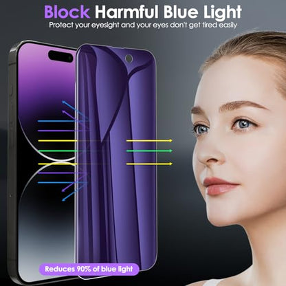 [3 Pack for iPhone 15 Pro Max Privacy Screen Protector (NOT Glass), [Anti-Spy][Anti Blue Light] Soft Hydrogel Film Screen Protector for iPhone 15 Pro Max/15 Plus - Purple - size: iPhone 15 Pro Max/15 Plus