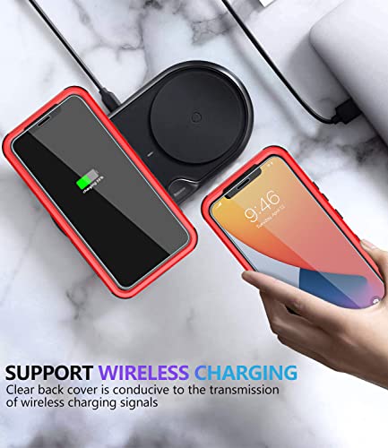Diverbox for iPhone 11 Case [Shockproof] [Dropproof] [Tempered Glass Screen Protector],Heavy Duty Protection Phone Case Cover for Apple iPhone 11 (Red-3in1) - color: Red-3in1