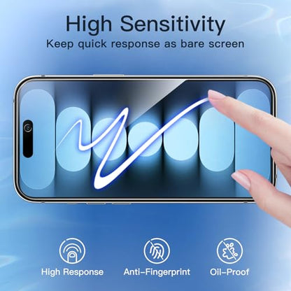 JETech Privacy Screen Protector for iPhone 15 Pro, 2+2 Pack - size: iPhone 15 Pro