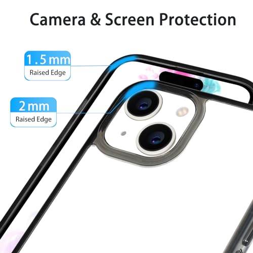 JJGoo Compatiable with iPhone 15 Plus Case Clear, Transparent Shockproof Phone Case, Slim Anti-Scratch Hard PC Back Protective Cover Bumper, Transparent Black - color: Transparent Black