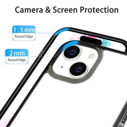 JJGoo Compatiable with iPhone 15 Plus Case Clear, Transparent Shockproof Phone Case, Slim Anti-Scratch Hard PC Back Protective Cover Bumper, Transparent Black - color: Transparent Black