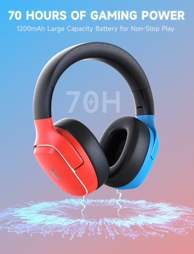 Gvyugke 2.4GHz Wireless Gaming Headsets for PS5, PS4, PC, Switch, Blue Red - color: BlueRed