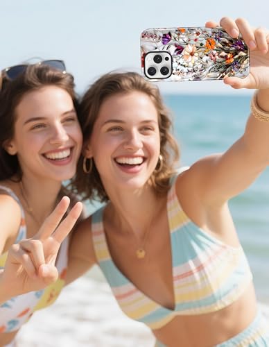 Jusy Magnetic Stained Glass Floral Case for iPhone 16e/17e, Bouquet | Compatible with MagSafe, Cute Aesthetic Flower Design, TPU and PC Protective Phone Cover - color: Bouquet