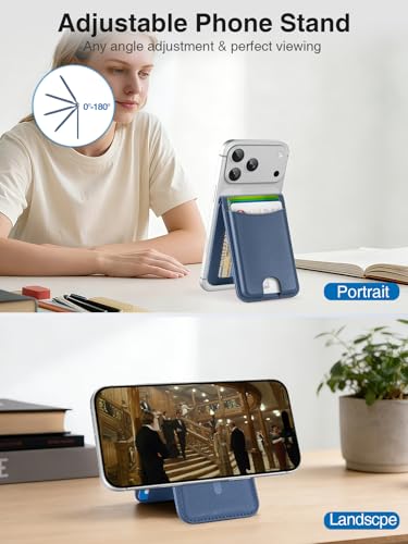 TopMade for MagSafe Wallet Works with Find My, Strongest Magnetic Wallet - color: Dark Blue
