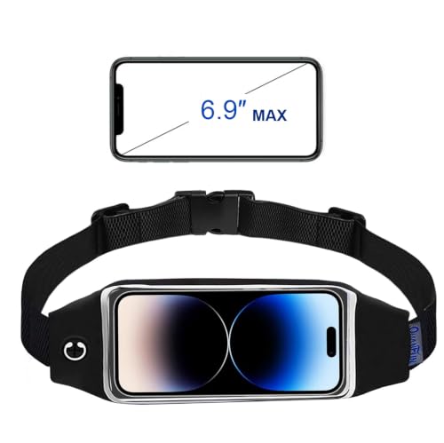 Running Belt,Fanny Pack Fits Phones UP to 6.5" for Women Men,Black and Pink | Belt Bag,Money Belt,Waterproof Workout Waist Pouch Phone Holder with Touchscreen,Gym Running Gift Gear Accessories - color: Black