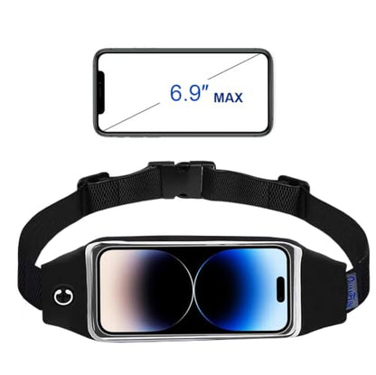 Running Belt,Fanny Pack Fits Phones UP to 6.5" for Women Men,Black and Pink | Belt Bag,Money Belt,Waterproof Workout Waist Pouch Phone Holder with Touchscreen,Gym Running Gift Gear Accessories - color: Black