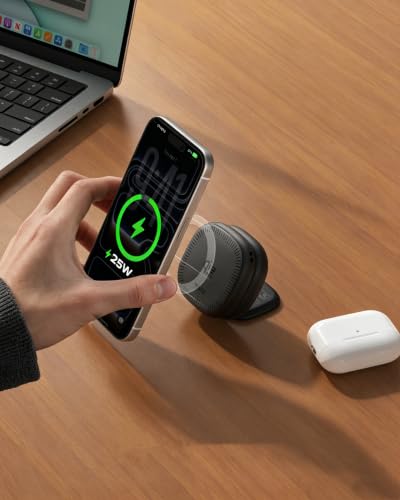 VRURC Qi2.2 25W Magnetic Wireless Charging Station,3 in 1 Travel Charger - color: Black