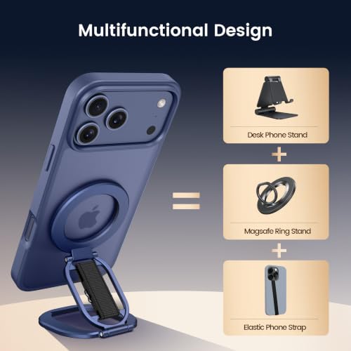 Foldable Double Sided Ring Magnetic Phone Grip & Kickstand (Blue) - color: Blue
