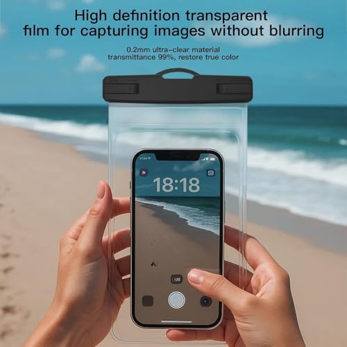 2-Pack IPX8 Waterproof Phone Pouch Set Black | Sturdy Lock, Interior Card Holder, Dry Bag, Beach Essentials, Compatible for iPhone 17-11, for Galaxy S25-23 - color: Black