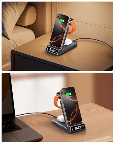 Charging Station for iPhone 18 Pro Max, Charger for Apple Watch 12/Airpods - color: Technology Gray