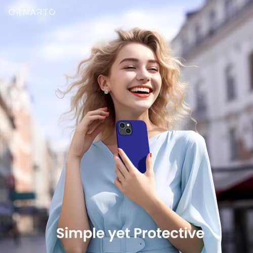 ORNARTO Compatible with iPhone 15 Case 6.1, Slim Liquid Silicone 3 Layers Full Covered Soft Gel Rubber Phone Case, Anti-Scratch Shockproof Protective Cover 6.1 Inch, Klein Blue - color: Klein Blue