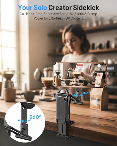 OMOTON TP02-Pro 5 in 1 Magnetic Phone Holder for Vlogging Essentials, Black - color: 1-Black