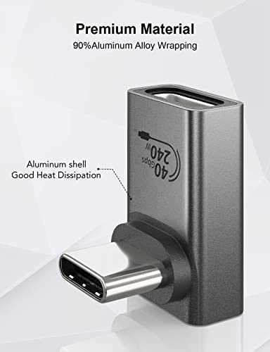XAOSUN 40Gbps 90 Degree USB C Adapter, Right Angle USB4.0 Converter 2-Pack - color: 90 Degree