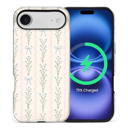 Magnetic for iPhone 17 Air Case,[Compatible with Magsafe] Dual Layer Protective Heavy Duty Shockproof Rugged Drop Protection Bumper Hybrid Case - Blue Bow Stripes - color: Blue Bow Stripes, size: iPhone 17 Air