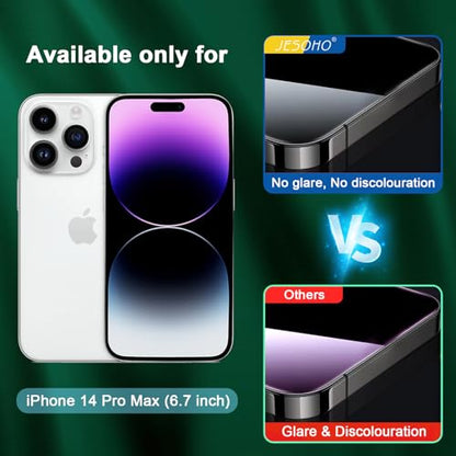 JESOHO Screen Protector for iPhone 14 Pro Max 6.7 inch, 2 Pack | Blue Light Blocking Tempered Glass Film, Eye Protection, Case Friendly, No Bubble,with Easy Installation Kit - size: iPhone 14 Pro Max (6.7 inches)