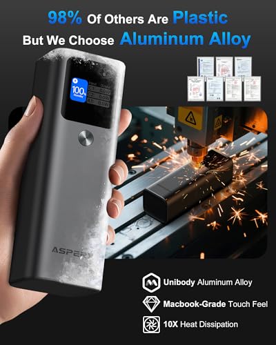 AsperX Laptop Power Bank, 27,600mAh 162.5W PD3.1 Charging Aluminum Unibody - color: Deep Grey