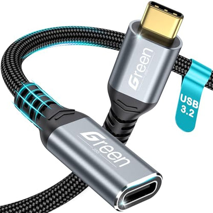 Green Jiss® USB C Extension Cable 5ft, 20Gbps/4K@60Hz Video, Heavy Duty USB3.2 Gen2 Extender Male to Female Full Function Ultra-High Speed Transfer USB Type C Extender 240W Fast Charging Cable - size: 5 FT