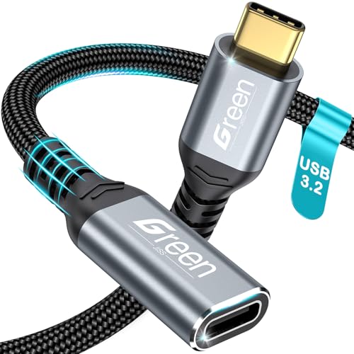 Green Jiss® USB C Extension Cable 3.3ft, 20Gbps/4K@60Hz Video, Heavy Duty USB3.2 Gen2 Extender Male to Female Full Function Ultra-High Speed Transfer USB Type C Extender 240W Fast Charging Cable - size: 3.3 FT