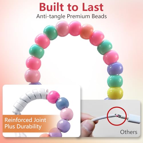 IIIZ 4-in-1 Beaded Charger 65W USB C Carplay Cable for iPhone Duo/18/Galaxy - color: Colorful
