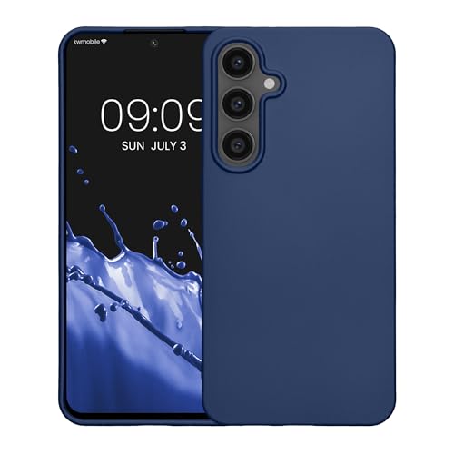 kwmobile Case Compatible with Samsung Galaxy S24 FE Case - Soft Slim Metallic TPU Silicone Cover - Metallic Blue - color: metallic blue, size: Galaxy S24 FE